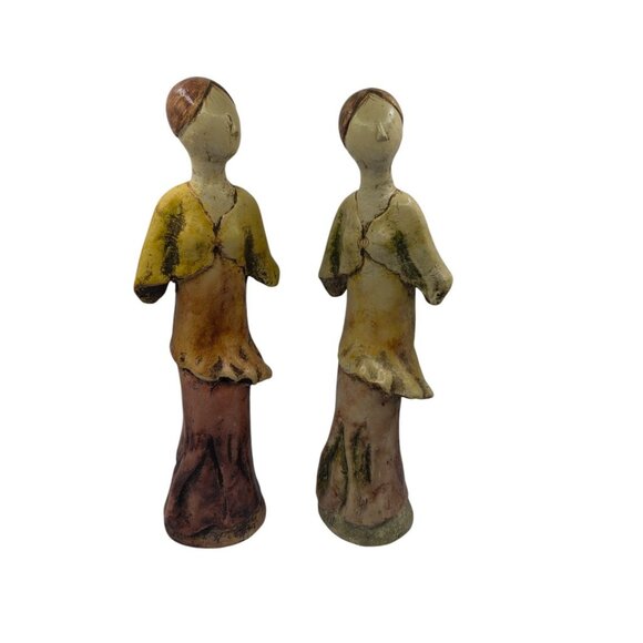 Vintage Ceramic Figurines Sculptures Hand made and signed by AT 17" Tall - Picture 7 of 15